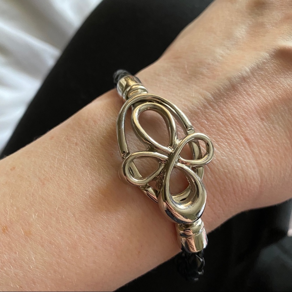 Anthropologie Black Braided Leather Bracelet NEW